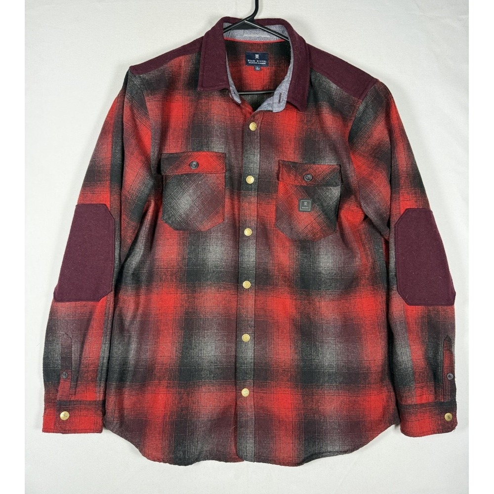 Roark Revival Shirt Men Large Red Buffalo Plaid Flannel Nordsman Snap Wool Blend